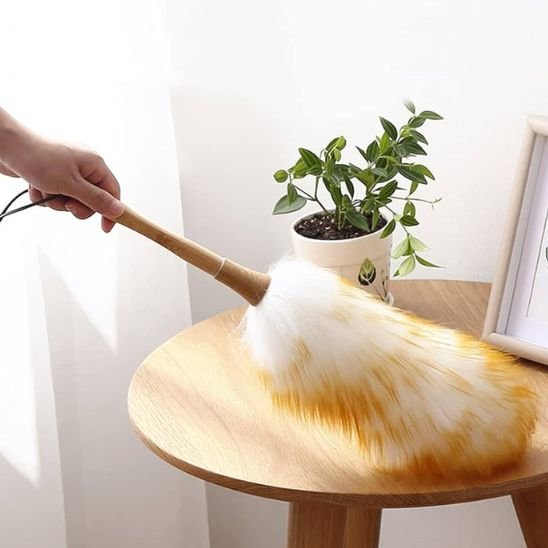 plumeau en plumes dautruche bicolore blanc or.