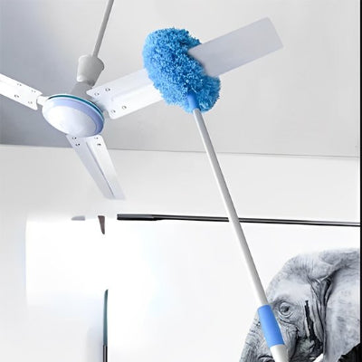 plumeau telescopique tete microfibre dense bleue.