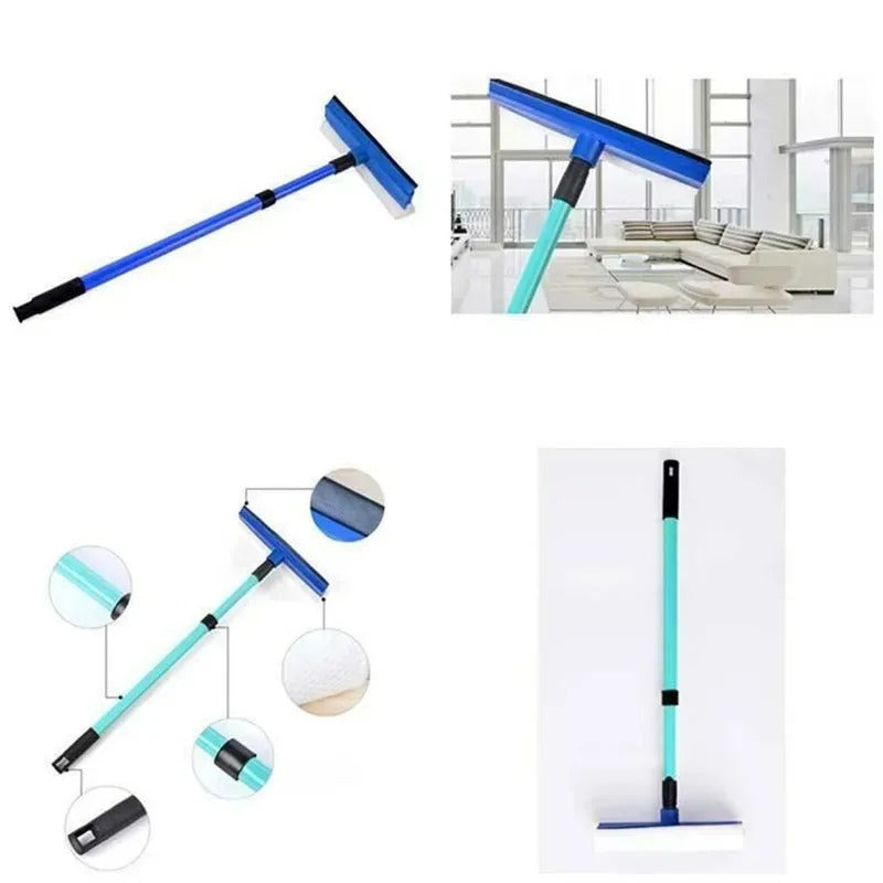 raclette a vitres manche telescopique bleu cyan