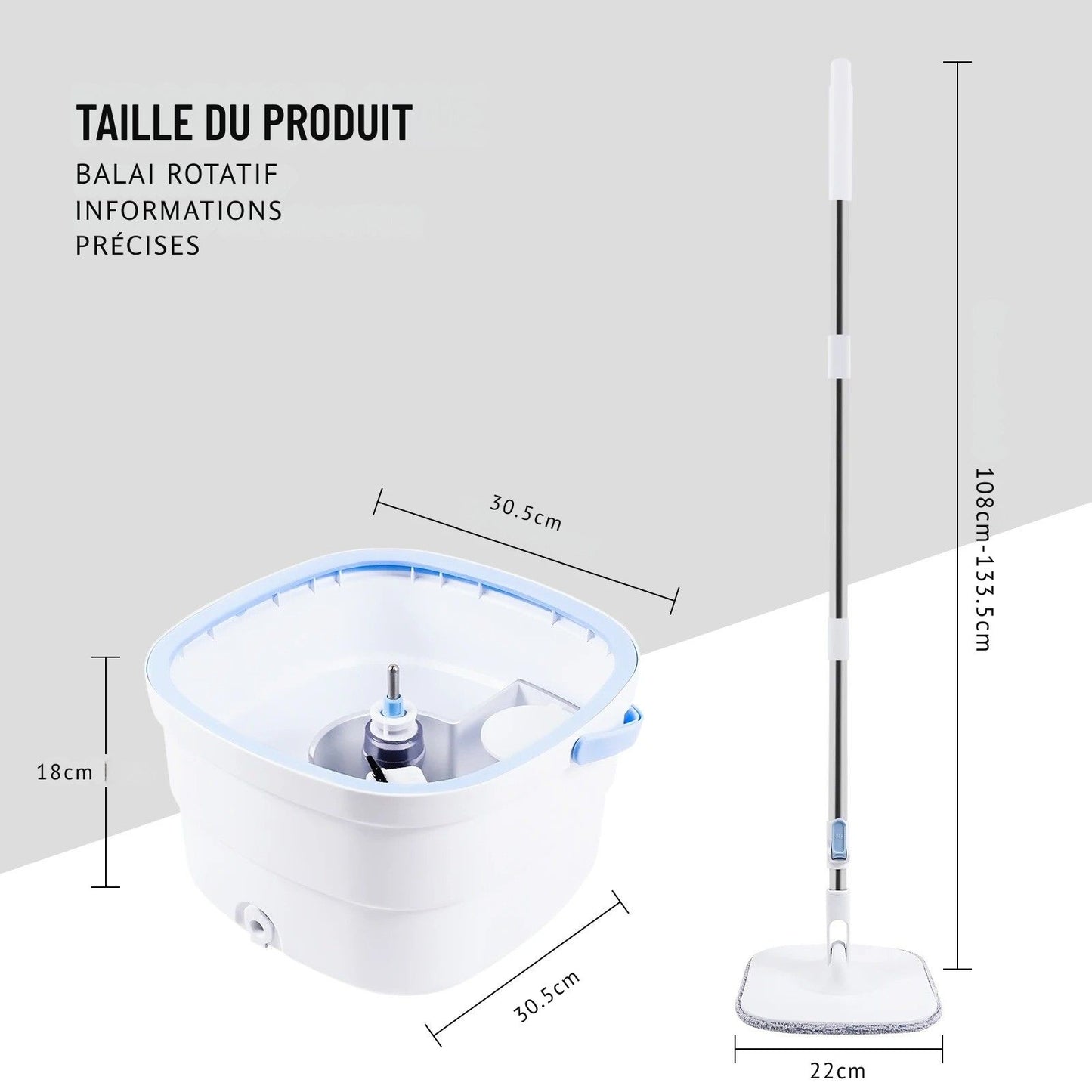 Serpillière balai avec seau double réservoir
