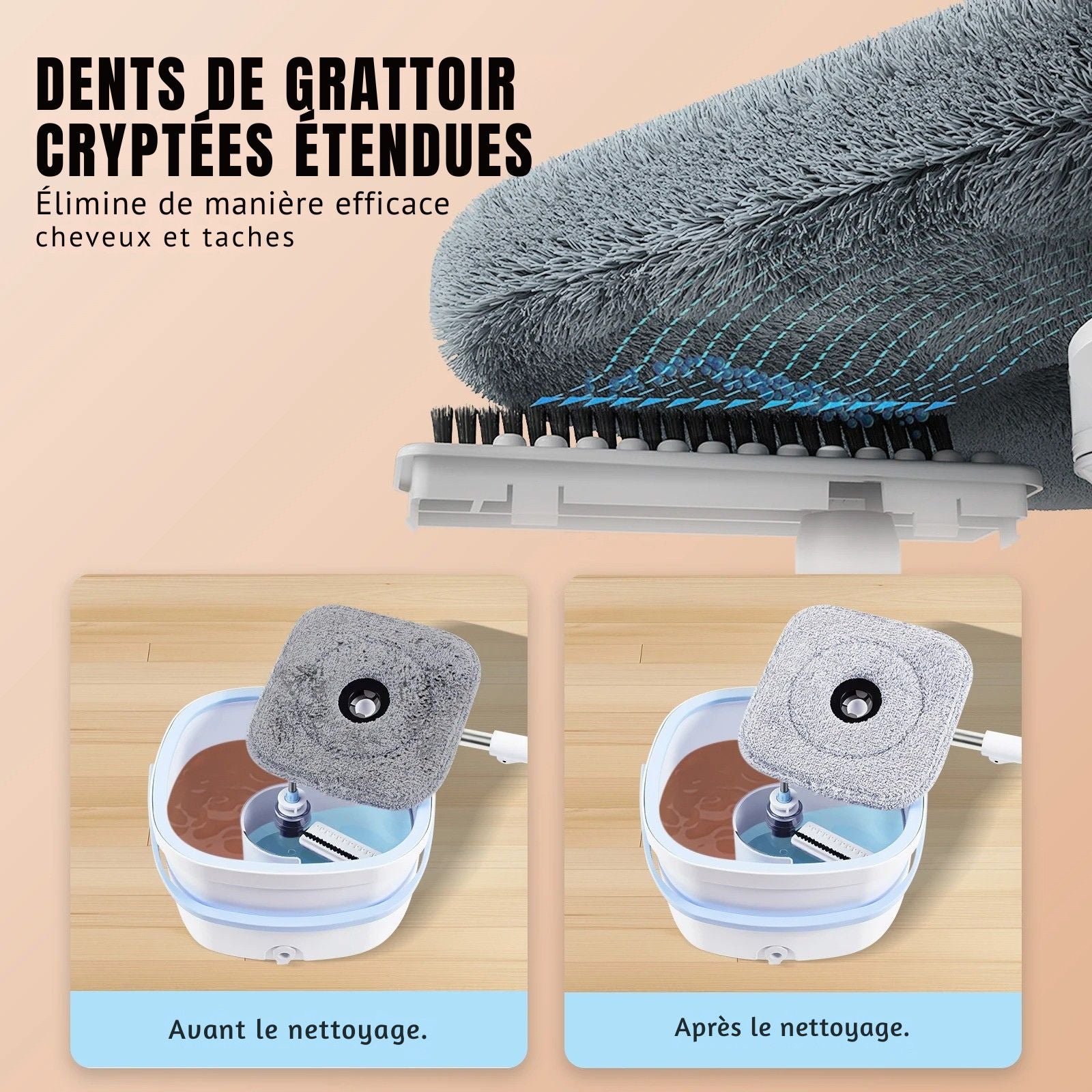 Serpillière balai nettoyage efficace séparation  flux