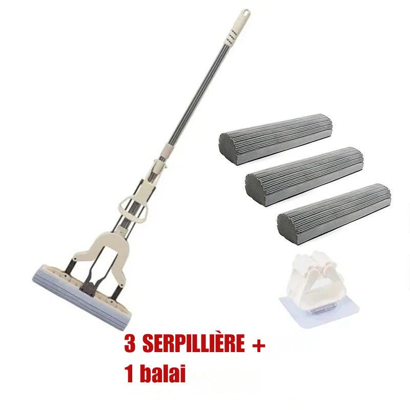 serpillière balai  pliable avec système de d'essorage