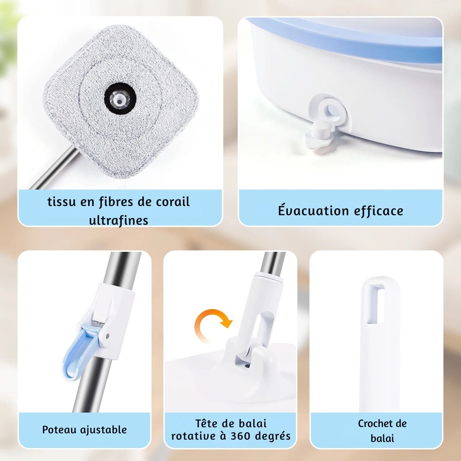 Serpillière balai seau compact nettoyage